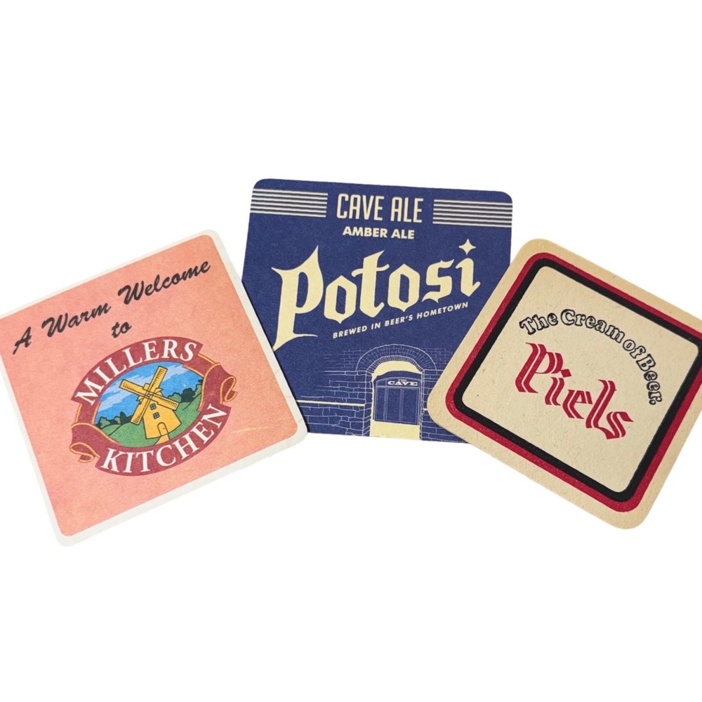 Vintage Beer Coaster Lot Piels Potosi Millers Kitchen Premier Lodge UK Barware